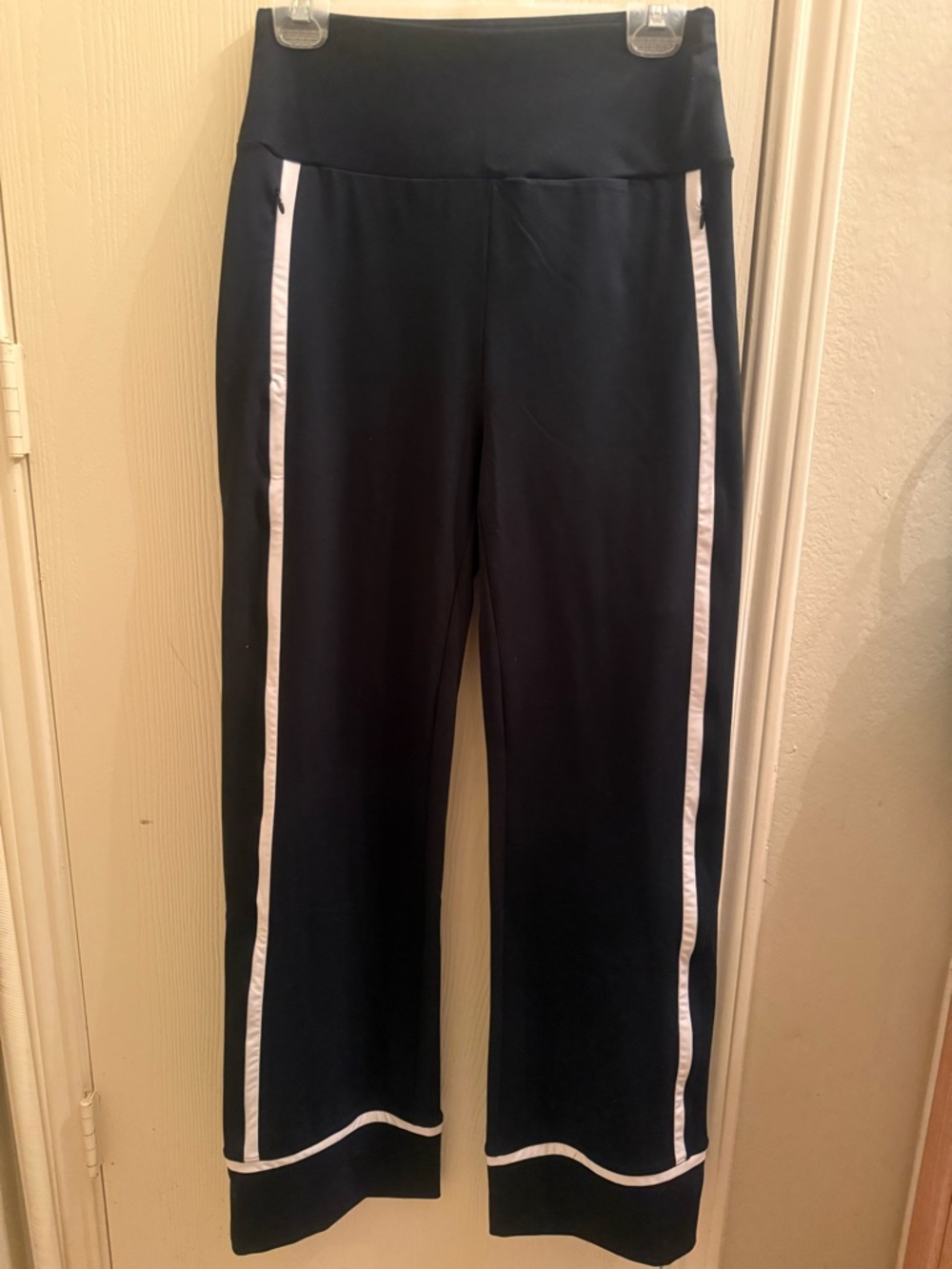 Black Track Pants with White Side Stripes